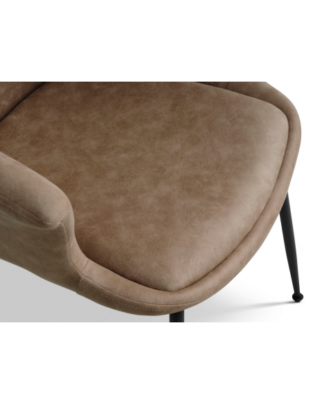 Spisebordsstol med armlæn stof tekstil beige