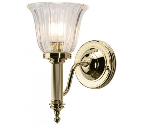 Billede af Carroll Badeværelseslampe i messing og glas H26,5 cm 1 x G9 LED - Poleret messing/Klar
