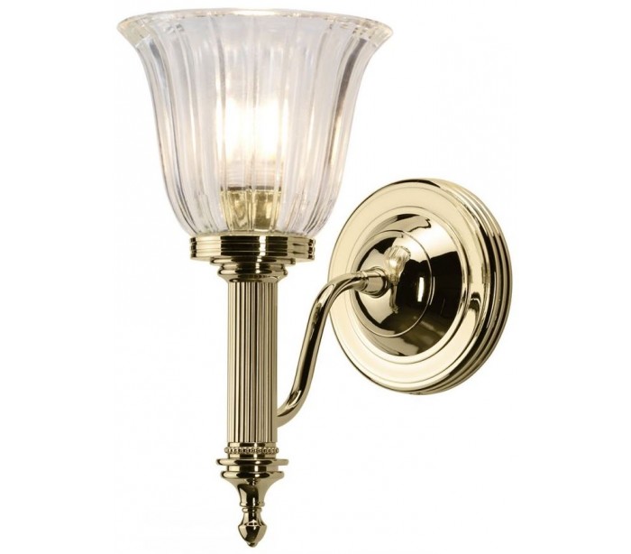 Carroll Badeværelseslampe i messing og glas H26,5 cm 1 x G9 LED - Poleret messing/Klar