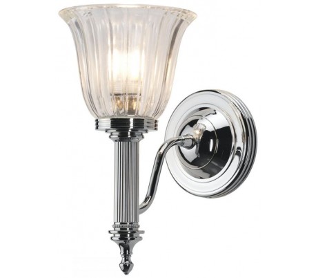 Billede af Carroll Badeværelseslampe i messing og glas H26,5 cm 1 x G9 LED - Poleret krom/Klar