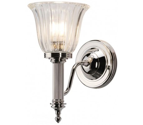 Se Carroll Badeværelseslampe i messing og glas H26,5 cm 1 x G9 LED - Poleret nikkel/Klar hos Lepong.dk