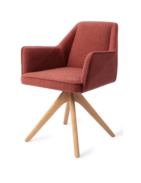 spisebordsstol med armlæn og drejefod stof moderne design drej drejefunktion eg træ egetræ