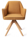 Tome spisebordsstol med drejefod i egetræ og polyester H80 cm - Eg/Kamelbrun