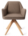 Tome spisebordsstol med drejefod i egetræ og polyester H80 cm - Eg/Jordbrun