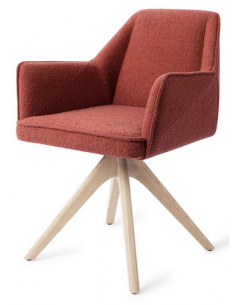 spisebordsstol med armlæn og drejefod stof moderne design drej drejefunktion eg træ egetræ 2