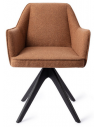 Tome spisebordsstol med drejefod i egetræ og polyester H80 cm - Sort/Kanelbrun