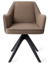 Tome spisebordsstol med drejefod i egetræ og polyester H80 cm - Sort/Jordbrun