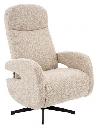 lænestol med vippefunktion med indbygget fodskammel stof