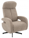 ESBJERG Lænestol med indbygget fodskammel og drejefod i bouclé H114 cm - Sort/Taupe