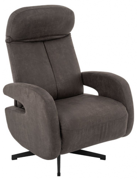 lænestol med vippefunktion med indbygget fodskammel stof