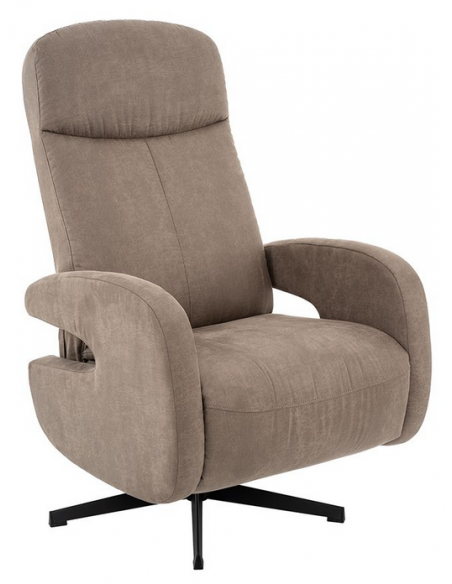lænestol med vippefunktion med indbygget fodskammel stof