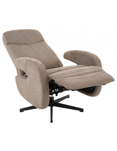 lænestol med vippefunktion med indbygget fodskammel stof