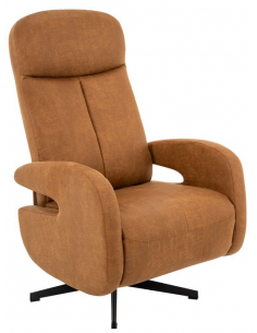 lænestol med vippefunktion med indbygget fodskammel stof cognac