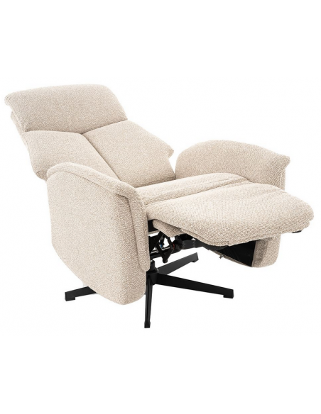 lænestol med vippefunktion med indbygget fodskammel stof