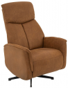 HELSINKI Lænestol med indbygget fodskammel og drejefod i microfiber H114 cm - Sort/Cognac