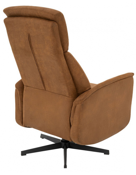 lænestol med vippefunktion med indbygget fodskammel stof cognac