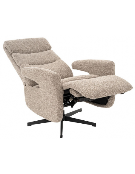 lænestol med vippefunktion med indbygget fodskammel stof