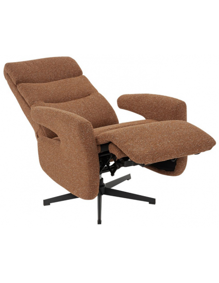 lænestol med vippefunktion med indbygget fodskammel stof