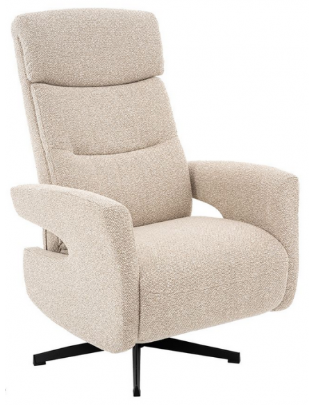 lænestol med vippefunktion med indbygget fodskammel stof