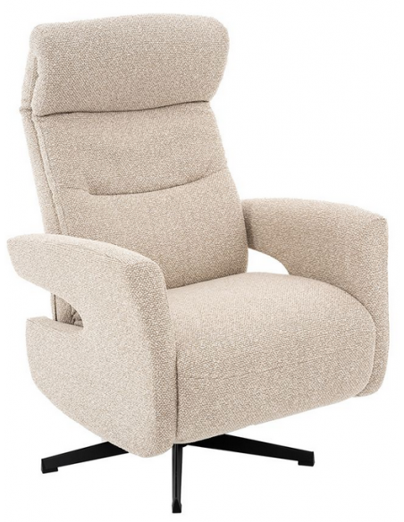 lænestol med vippefunktion med indbygget fodskammel stof