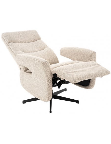 lænestol med vippefunktion med indbygget fodskammel stof