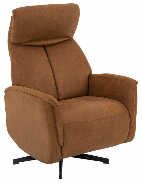 lænestol elektrisk med vippefunktion med indbygget fodskammel cognac