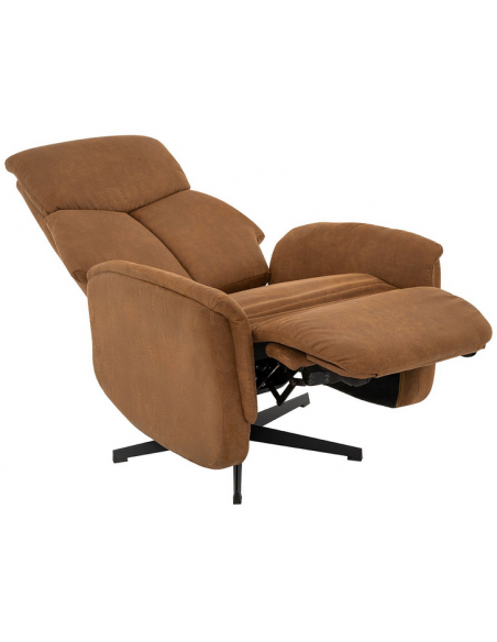 lænestol elektrisk med vippefunktion med indbygget fodskammel cognac