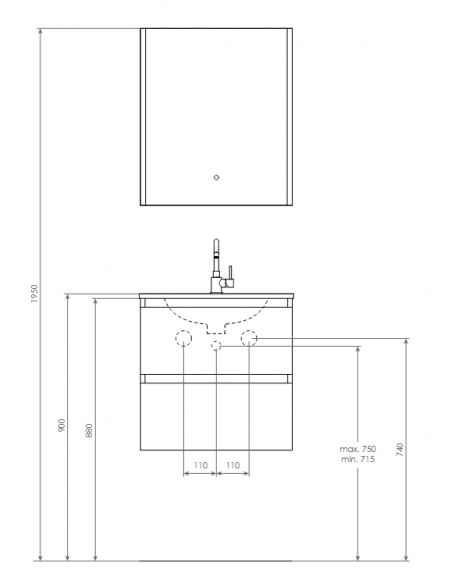 komplet badmiljø væg underskab med vask håndvask badeværelse spejl med lys led