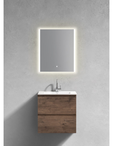 komplet badmiljø væg underskab med vask håndvask badeværelse spejl med lys led