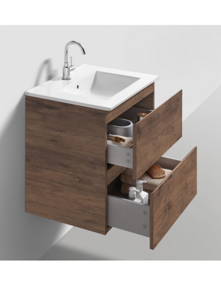 komplet badmiljø væg underskab med vask håndvask badeværelse spejl med lys led