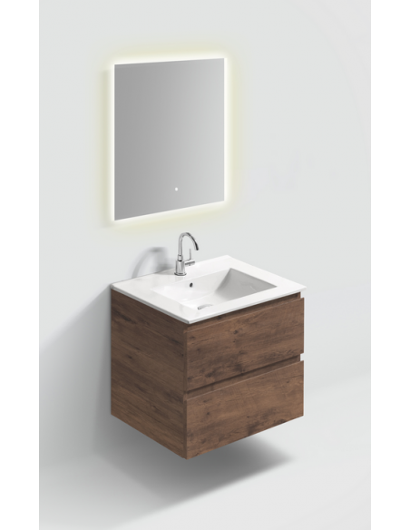 komplet badmiljø væg underskab med vask håndvask badeværelse spejl med lys led