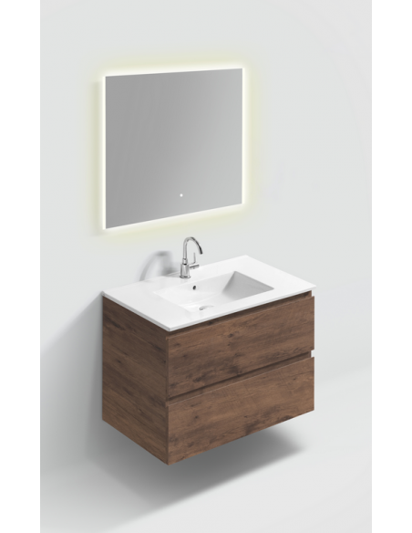 komplet badmiljø væg underskab med vask håndvask badeværelse spejl med lys led