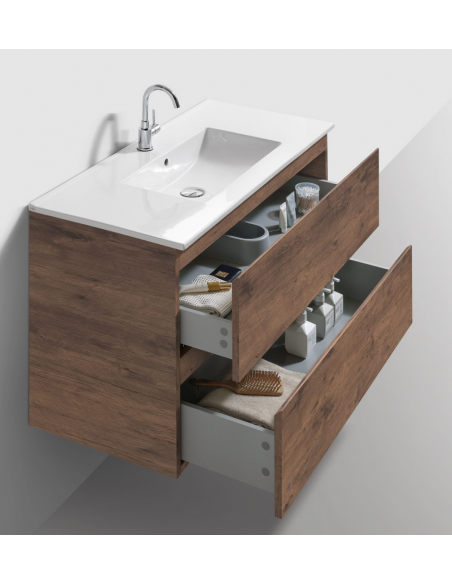 komplet badmiljø væg underskab med vask håndvask badeværelse spejl med lys led