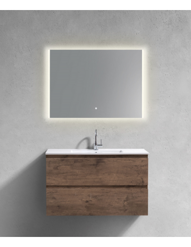 komplet badmiljø væg underskab med vask håndvask badeværelse spejl med lys led