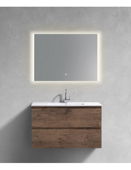 komplet badmiljø væg underskab med vask håndvask badeværelse spejl med lys led