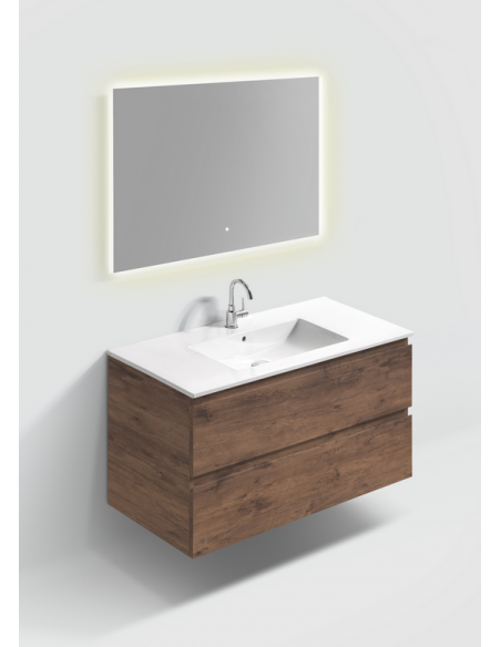 komplet badmiljø væg underskab med vask håndvask badeværelse spejl med lys led