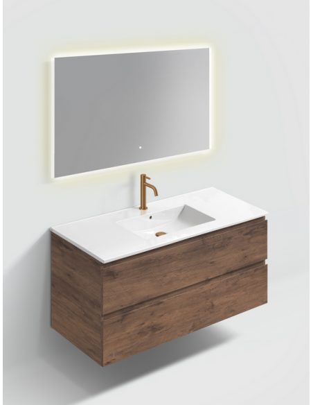 komplet badmiljø væg underskab med vask håndvask badeværelse spejl med lys led