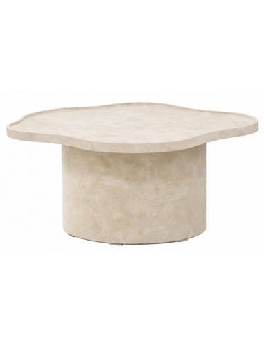 stort organisk sofabord beige marmor travertin træ moderne design