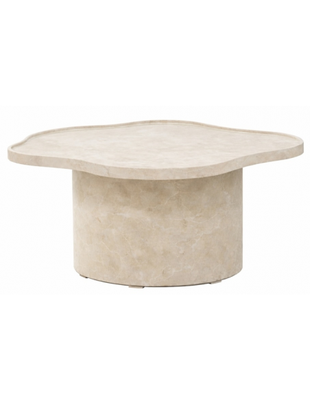 stort organisk sofabord beige marmor travertin træ moderne design