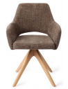 YANAI Spisebordsstol med drejefod i egetræ og polyester H83 cm - Eg/Mørkebrun