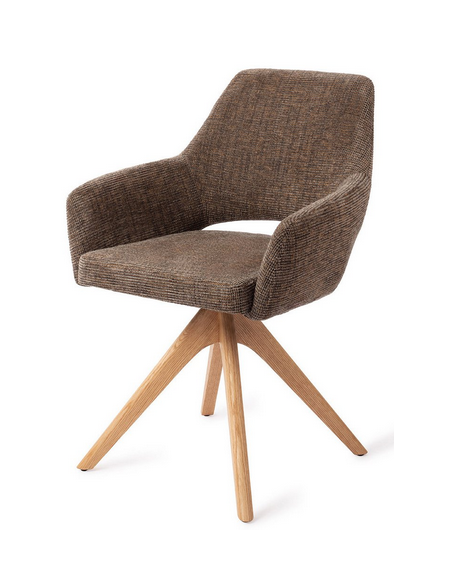 spisebordsstol med armlæn og drejefod stof moderne design drej drejefunktion eg træ egetræ