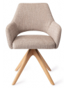 YANAI Spisebordsstol med drejefod i egetræ og polyester H83 cm - Eg/Greige