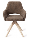 YANAI Spisebordsstol med drejefod i egetræ og polyester H83 cm - Bleget eg/Mørkebrun