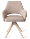 YANAI Spisebordsstol med drejefod i egetræ og polyester H83 cm - Bleget eg/Greige