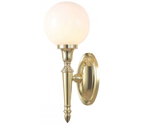 Billede af Dryden Badeværelseslampe i messing og glas H35 cm 1 x G9 LED - Poleret messing/Hvid