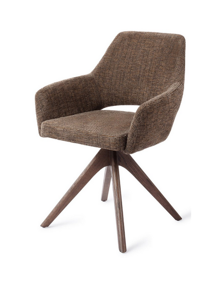 spisebordsstol med armlæn og drejefod stof moderne design drej drejefunktion eg træ egetræ