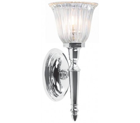 Billede af Dryden Badeværelseslampe i messing og glas H33 cm 1 x G9 LED - Poleret krom/Klar