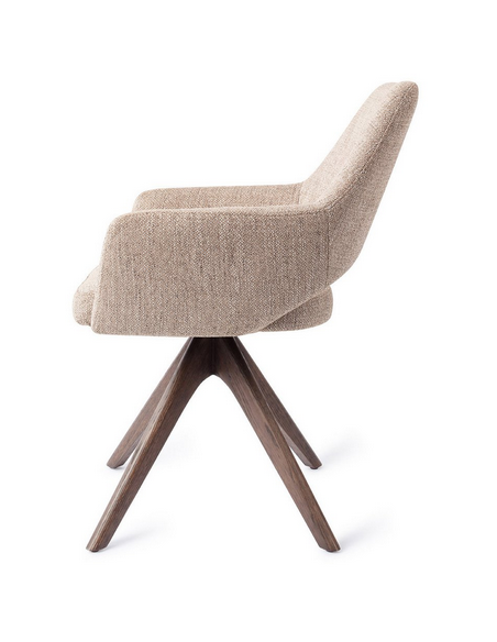 spisebordsstol med armlæn og drejefod stof moderne design drej drejefunktion eg træ egetræ