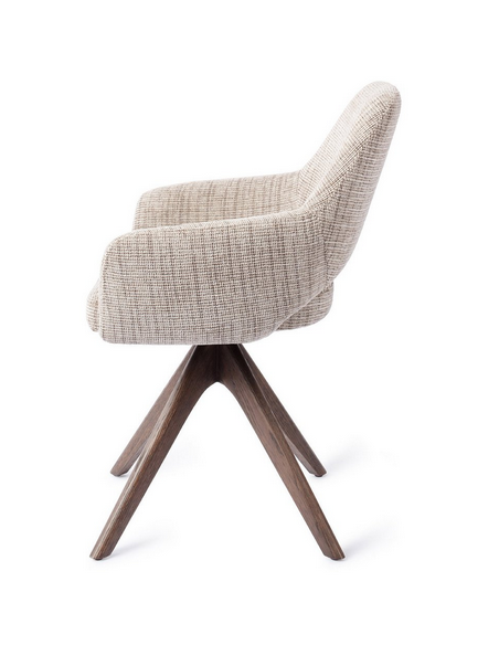 spisebordsstol med armlæn og drejefod stof moderne design drej drejefunktion eg træ egetræ