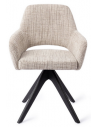 YANAI Spisebordsstol med drejefod i egetræ og polyester H83 cm - Sort/Meleret toffee